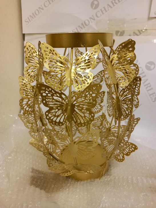 ALISON CORK METAL INDOOR OUTDOOR BUTTERFLY LANTERN - BRASS