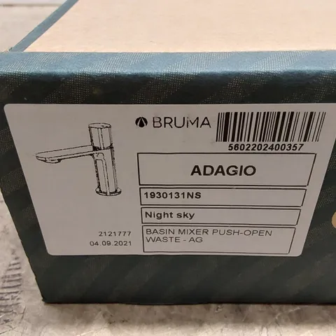BOXED BRUMA ADAGIO BASIN MIXER WITH PUSH-OPEN WASTE - MIDNIGHT SKY