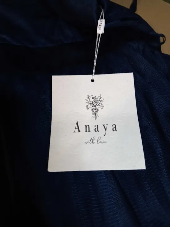 ANAYA NAVY/TULLE PLUNGE FRONT MAXI/BRIDESMAID DRESS - SIZE 16
