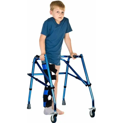 BOXED COSTWAY FOLDING ADJUSTABLE WALKER SMALL ALUMINUM WALKER - BLUE