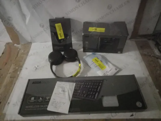 LOT OF APPROX 5 ASSORTED ITEMS TO INCLUDE WIRELESS KEYBOARD, HEADPHONES