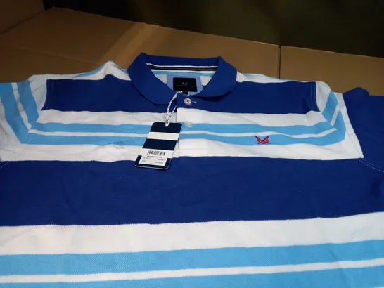 CREW CLOTHING COMPANY HELMSMAN BLUE STRIPED POLO - XXL