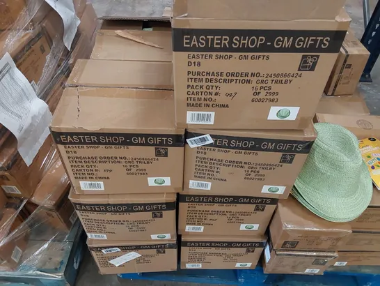 PALLET OF ASSORTED BRAND NEW EASTER ITEMS INCLUDING; EASTER TRILBYS, EASTER FLAG BUNTING, EASTER ACCESSORIES KITS, EASTER BUNNY POTS