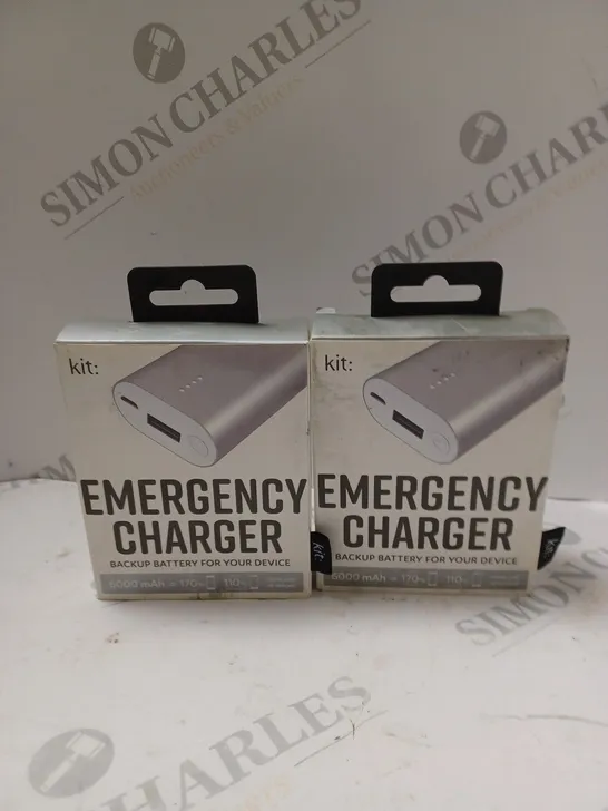 2 X BOXED KIT: EMERGENCY BACK-UP 6000MAH PORTABLE POWER BANKS