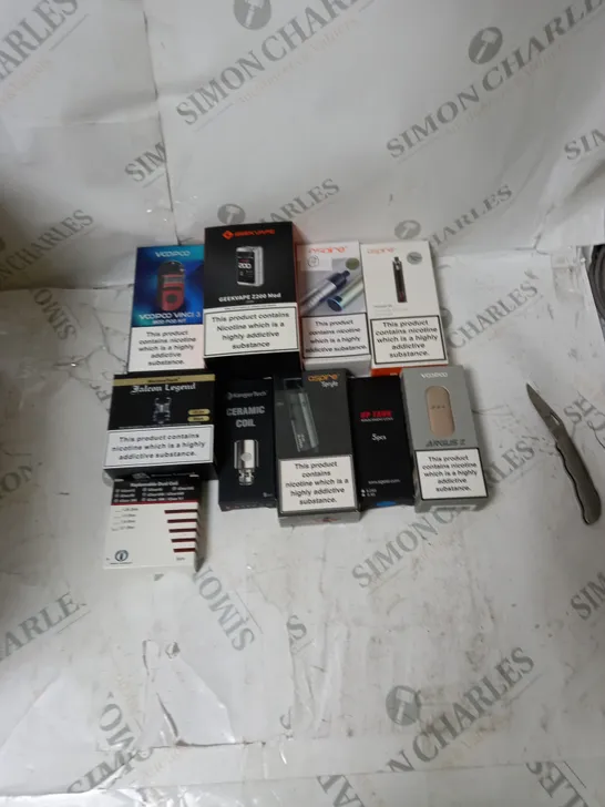 BOX OF APPROXIMATELY 10 ECIG PRODUCTS TO INCLUDE ASPIRE, KANGERTECH, VOOPOO