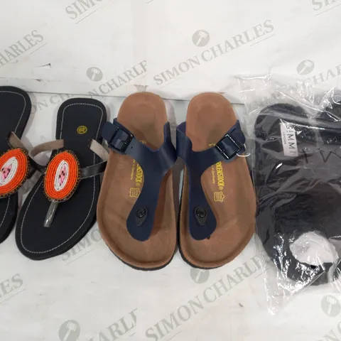 BOX OF APPROXIMATELY 20 ASSORTED PAIRS OF SHOES IN VARIOUS STYLES AND SIZES TO INCLUDE BIRKENSTOCK, SIMMI LONDON, ETC