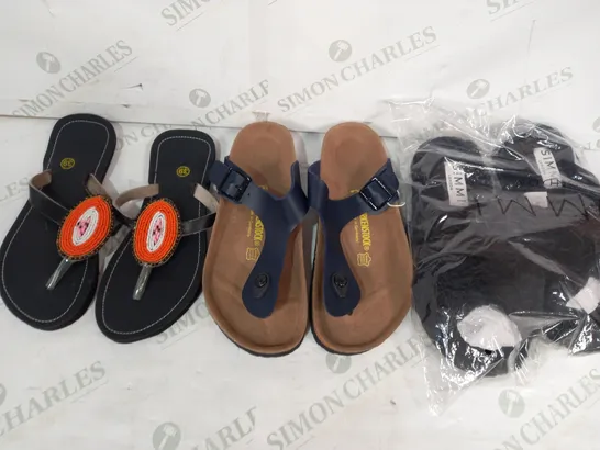 BOX OF APPROXIMATELY 20 ASSORTED PAIRS OF SHOES IN VARIOUS STYLES AND SIZES TO INCLUDE BIRKENSTOCK, SIMMI LONDON, ETC