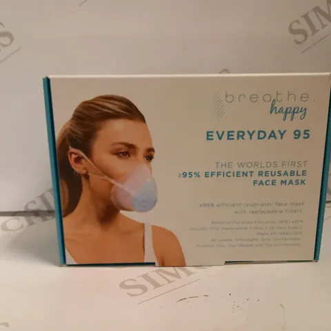 LOT OF APPROX 25 BREATHE HAPPY EVERYDAY 95% FILTRATION REUSABLE MASKS