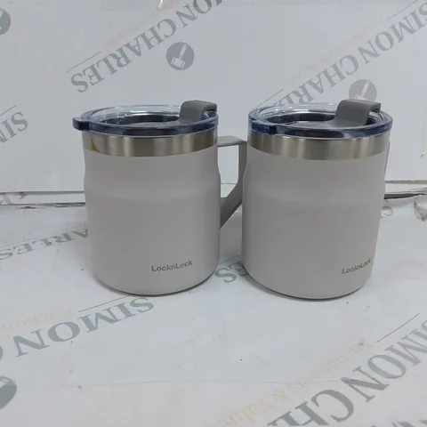 BOXED LOCK & LOCK SET OF INSULATED STAINLESS STEEL MUGS - OFF WHITE