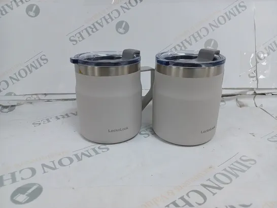 BOXED LOCK & LOCK SET OF INSULATED STAINLESS STEEL MUGS - OFF WHITE