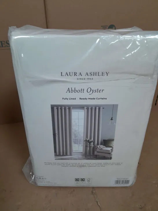 LAURA ASHLEY FULLY LINED EYELET CURTAINS - ABBOTT OYSTER