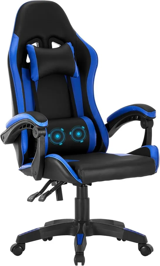 BOXED UNBRANDED GAMING CHAIR IN BLACK/BLUE - COLLECTION ONLY