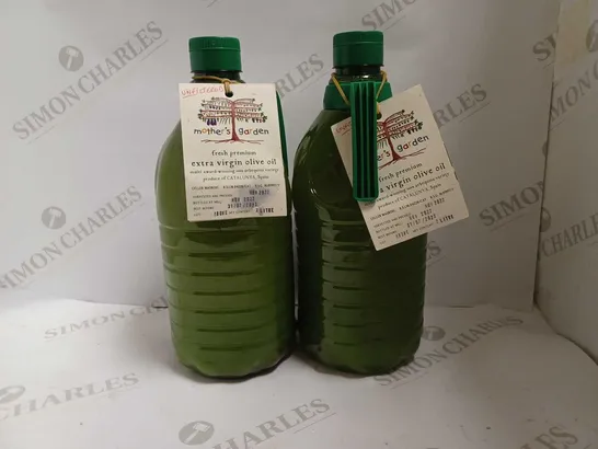 LOT OF 2 BOTTLES OF MOTHER'S GARDEN EXTRA VIRGIN OLIVE OIL (2x2L)