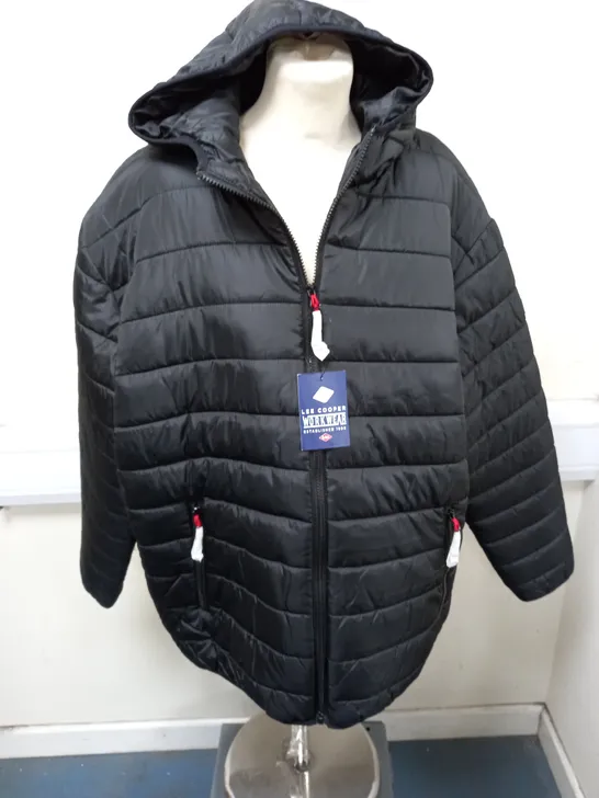 LEE COOPER PADDED HOODED JACKET IN BLACK - XXL