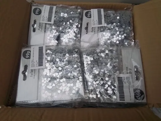 LOT OF 10 BOXES OF BRAND NEW METALLIC 6MM SILVER HEART CONFETTI - 144 PIECES PER BOX / TOTAL 1440 