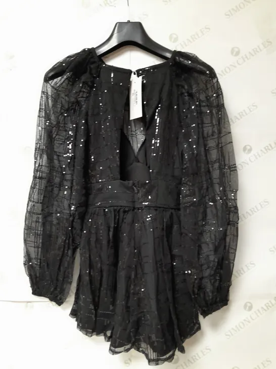 IN THE STYLE PETITE BLACK PALAZZO SEQUIN PLAYSUIT SIZE 8