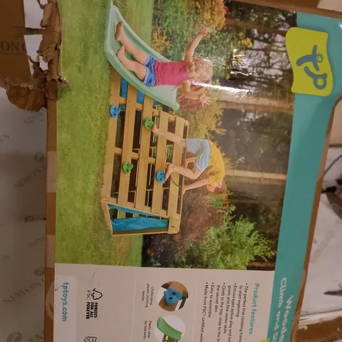 BOXED OUTDOOR WOODEN CLIMB & SLIDE - COLLECTION ONLY