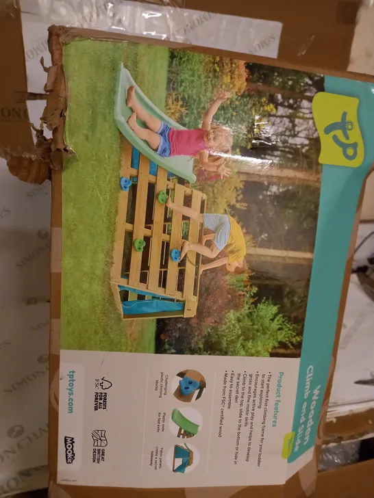 BOXED OUTDOOR WOODEN CLIMB & SLIDE - COLLECTION ONLY RRP £249.99