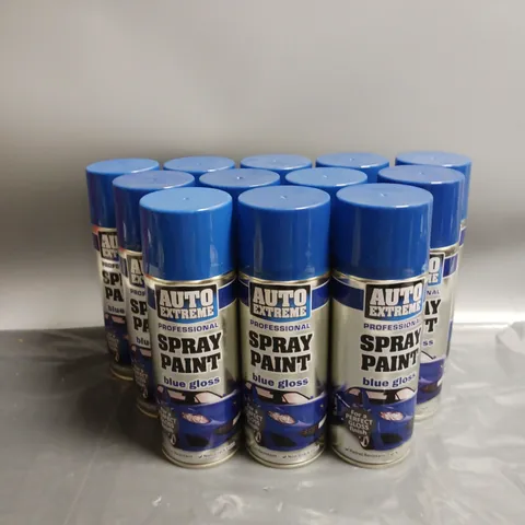 LOT OF APPROX. 12 AUTO EXTREME PROFESSIONAL SPRAY PAINT BLUE GLOSS 400ML