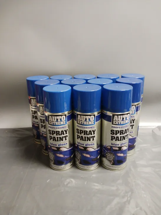 LOT OF APPROX. 12 AUTO EXTREME PROFESSIONAL SPRAY PAINT BLUE GLOSS 400ML