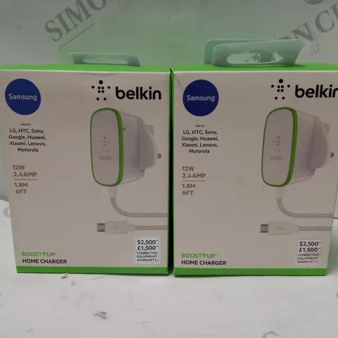 LOT OF 4 BELKIN BOOST UP 1.8 M FAST CHARGE 12 W HARDWIRED MICRO-USB HOME CHARGERS FOR SAMSUNG