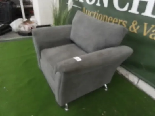 DESIGNER GREY FABRIC ARMCHAIR