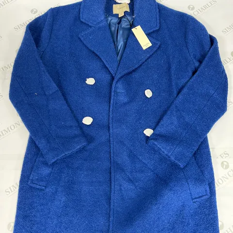 OASIS WOOL MIX BOUCLE OVERSIZED COAT IN COBALT SIZE 10