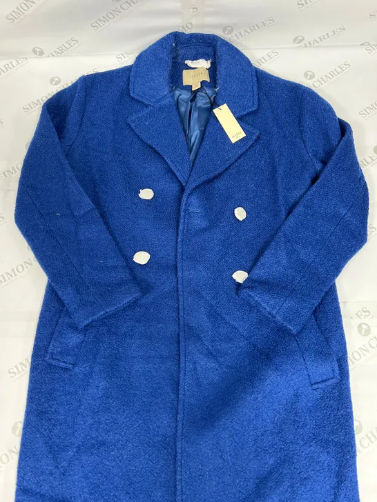 OASIS WOOL MIX BOUCLE OVERSIZED COAT IN COBALT SIZE 10