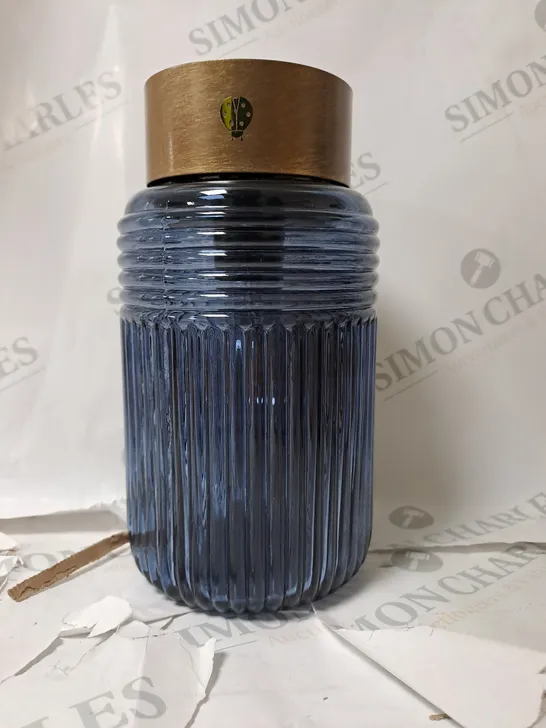 BOXED BLUE GLASS JAR LAMP  