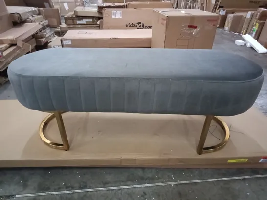 GREY FABRIC BENCH ON GOLD BASE