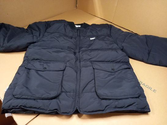 OBEY BLACK/LOGO PADDED WINTER COAT - SMALL