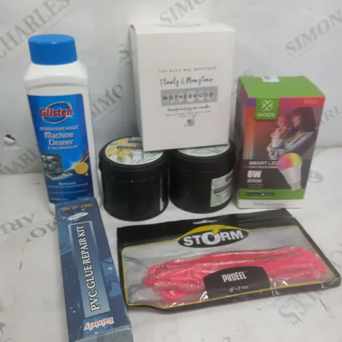 BOX OF APPROXIMATELY 10 ASSORTED ITEMS TO INCLUDE - SMART LED BULB, PVC GLUE, STORM PRO EEL ETC