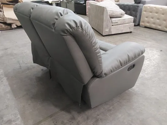 QUALITY DESIGNER CHINA 2-SEATER FAUX LEATHER MANUAL RECLINER SOFA - GREY