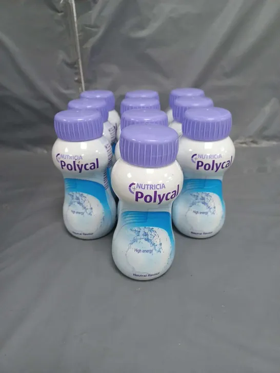 LOT OF 10 POLYCAL FOOD SUPPLEMENT DRINKS NEUTRAL FLAVOUR 200ML PER BOTTLE