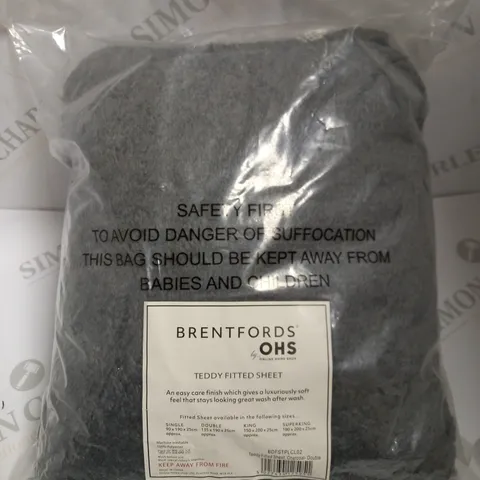 BRENTFORDS TEDDY FITTED SHEET - CHARCOAL DOUBLE