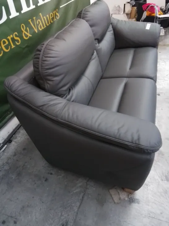 DESIGNER G PLAN MADE JACKSON 3 SEATER CAMBRIDGE SLATE LEATHER SOFA 