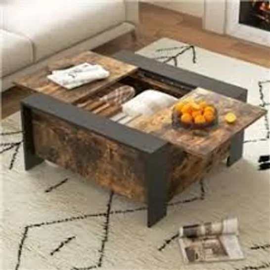 BOXED COSTWAY 36.5 INCH COFFEE TABLE WITH SLIDING TOP AND HIDDEN COMPARTMENT