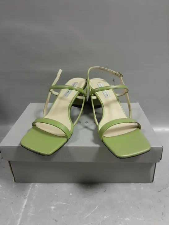 BOXED PAIR OF CHARLES & KEITH OPEN TOE SAGE GREEN SANDALS - 5