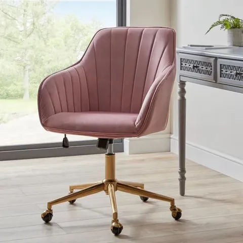 BOXED CONNIE OFFICE CHAIR ROSE VELVET 