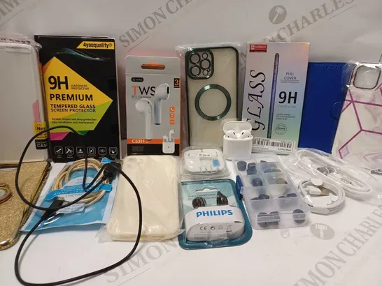 LOT OF APPROX 20 ASSORTED MOBILE PHONE accessories to include headphones, cases, usb cables, etc 