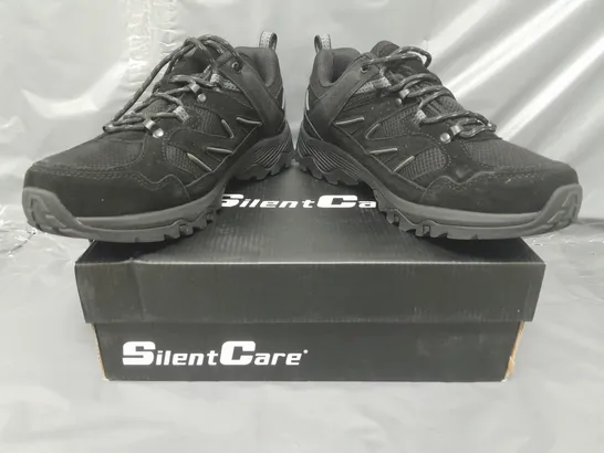 BOXED PAIR OF SILENT CARE SHOES IN BLACK UK SIZE 9