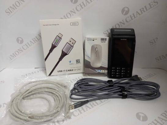 LOT OF APPROXIMATELY 15 ASSORTED ELECTRICAL ITEMS, TO INCLUDE INIU USB-C CABLE, PDQ MACHINE, MOUSE, ETC