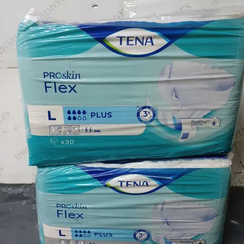 2 PACKS OF TENA PROSKIN FLEX PLUS (30 PER PACK)