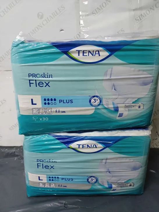 2 PACKS OF TENA PROSKIN FLEX PLUS (30 PER PACK)