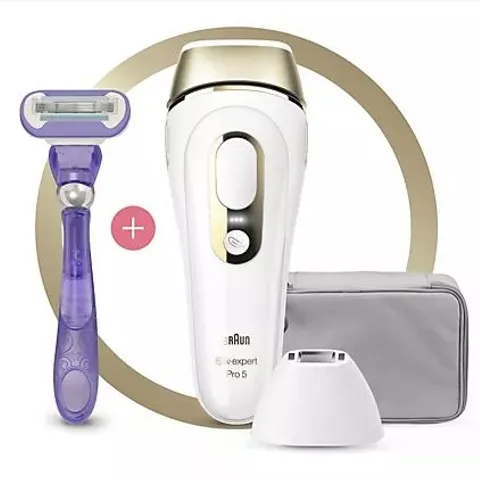 BRAUN SILK-EXPERT PRO 5 IPL WITH 2 HEADS, RAZOR & VANITY CASE