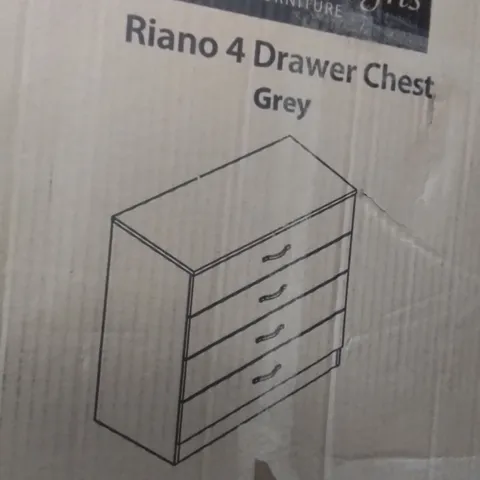 BOXED RIANO 4 DRAWER CHEST - GREY 