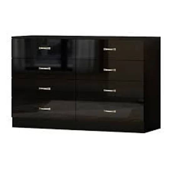 BOXED CHILTERN EIGHT DRAWER CHEST BLACK GLOSS (2 BOXES)