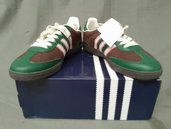 BOXED PAIR OF ADIDAS SAMBA OG SHOES IN BROWN/GREEN UK SIZE 9