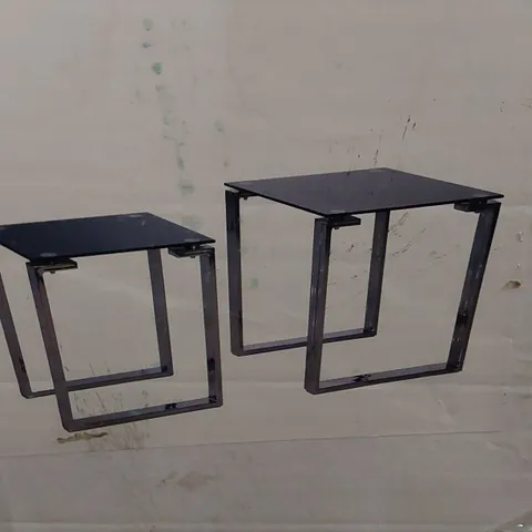 BOXED ZEUS NEST TABLES - BLACK GLASS/STAINLESS STEEL (1 BOX)