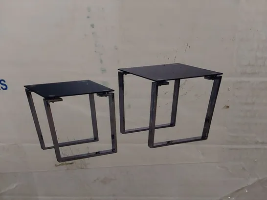 BOXED ZEUS NEST TABLES - BLACK GLASS/STAINLESS STEEL (1 BOX)